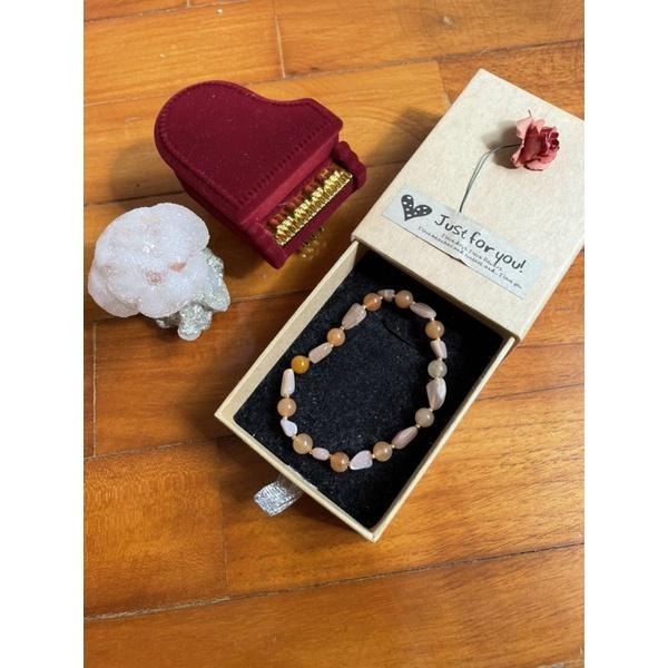 ♪橙月光/太陽石+紅東菱玉♪- 天然無優無染原礦太陽石東菱玉-本我輪設計款B款—手珠/手鍊—漸層設計-細節圖5