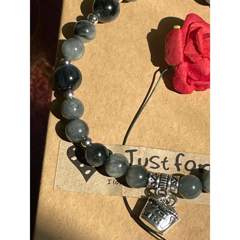 ♪藍虎眼/鷹眼石+綠鷹眼石♪- 天然鷹眼石—金牛座生日禮物設計款—手珠/手鍊-細節圖2