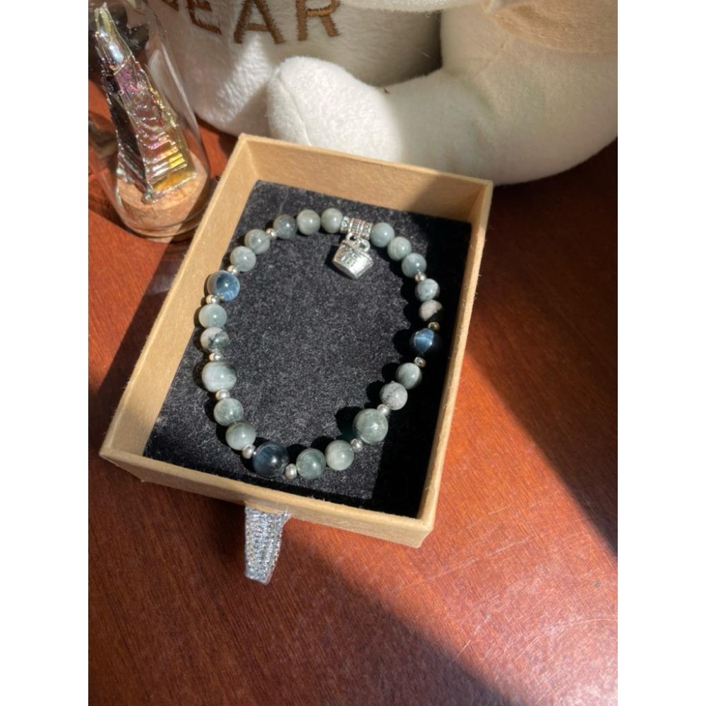 ♪藍虎眼/鷹眼石+綠鷹眼石♪- 天然鷹眼石—金牛座生日禮物設計款—手珠/手鍊-細節圖8