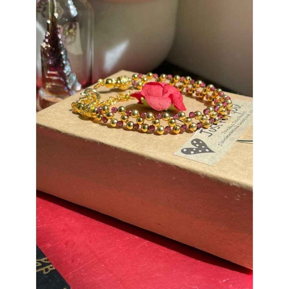 ♪紫牙烏♪- 天然2mm石榴石鑽切編織款設計款—手鏈/手鍊-細節圖3