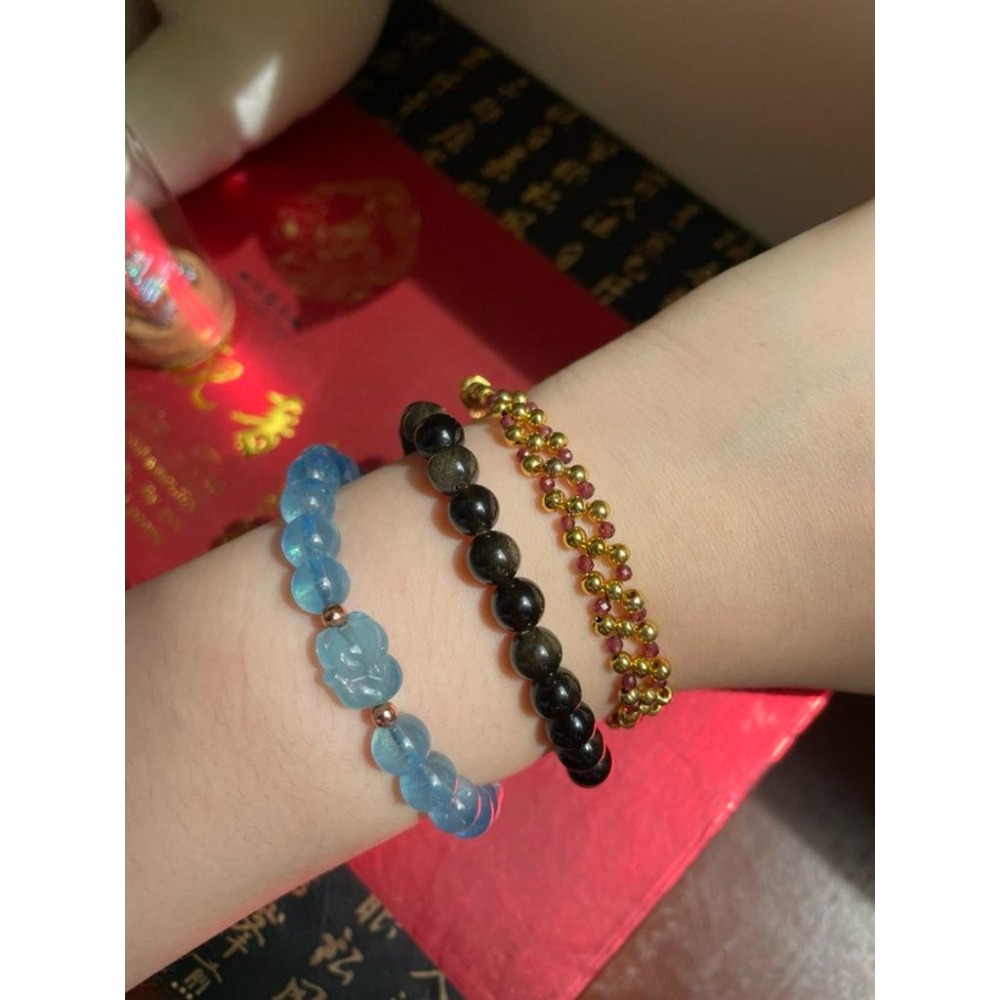 ♪紫牙烏♪- 天然2mm石榴石鑽切編織款設計款—手鏈/手鍊-細節圖6