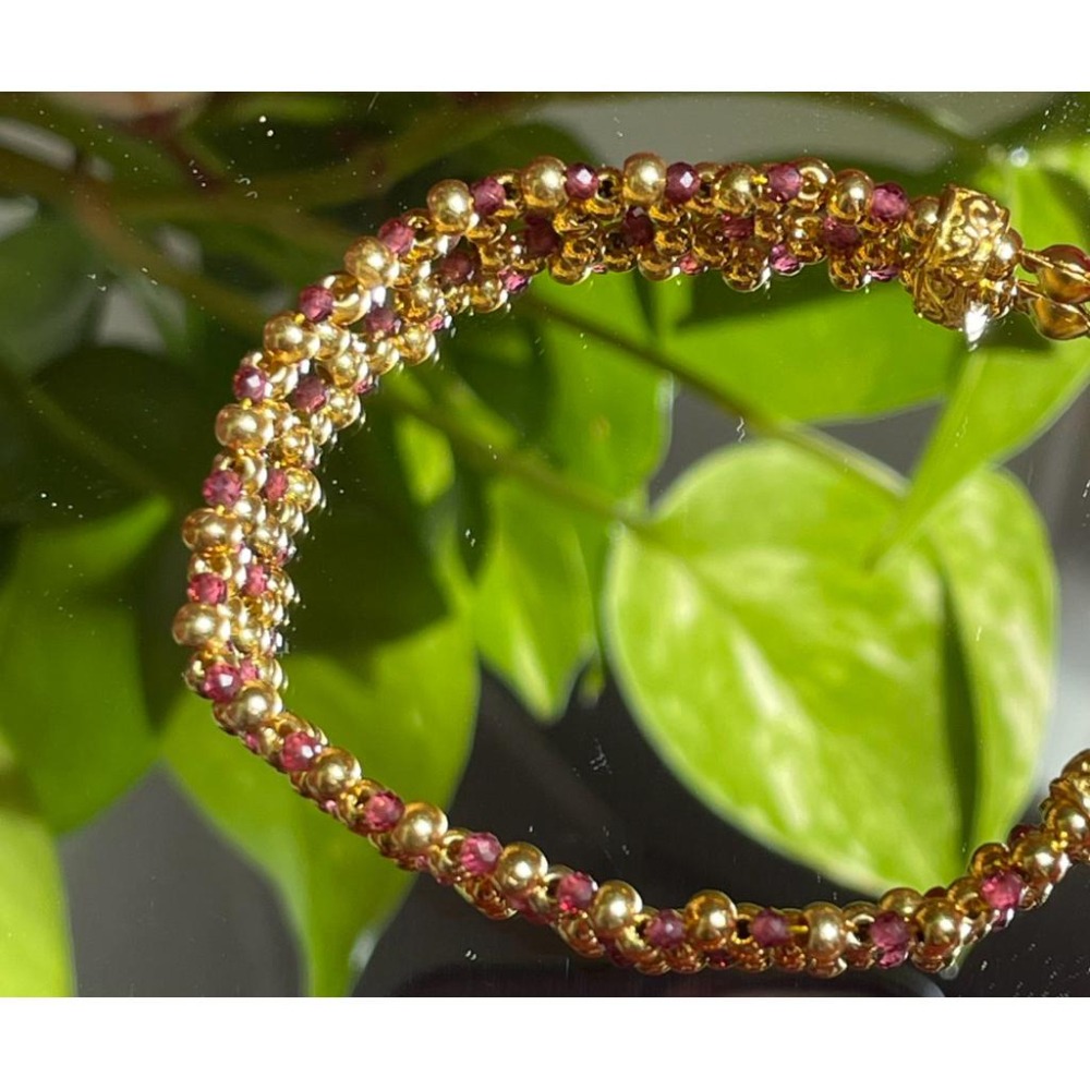 ♪紫牙烏♪- 天然2mm石榴石鑽切編織款設計款—手鏈/手鍊-細節圖8