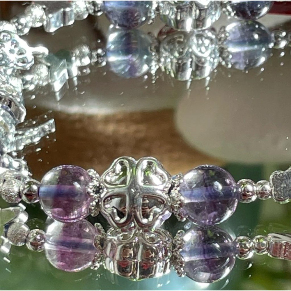 ♪螢石+蝴蝶♪- 天然彩螢石幸運草蝴蝶設計款套組-手珠/手鍊、耳針/耳環-細節圖4