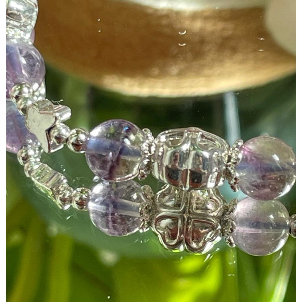 ♪螢石+蝴蝶♪- 天然彩螢石幸運草蝴蝶設計款套組-手珠/手鍊、耳針/耳環-細節圖5