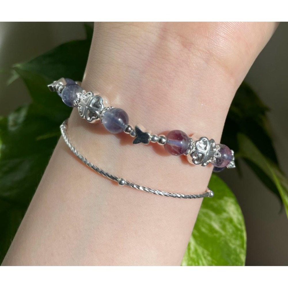 ♪螢石+蝴蝶♪- 天然彩螢石幸運草蝴蝶設計款套組-手珠/手鍊、耳針/耳環-細節圖6