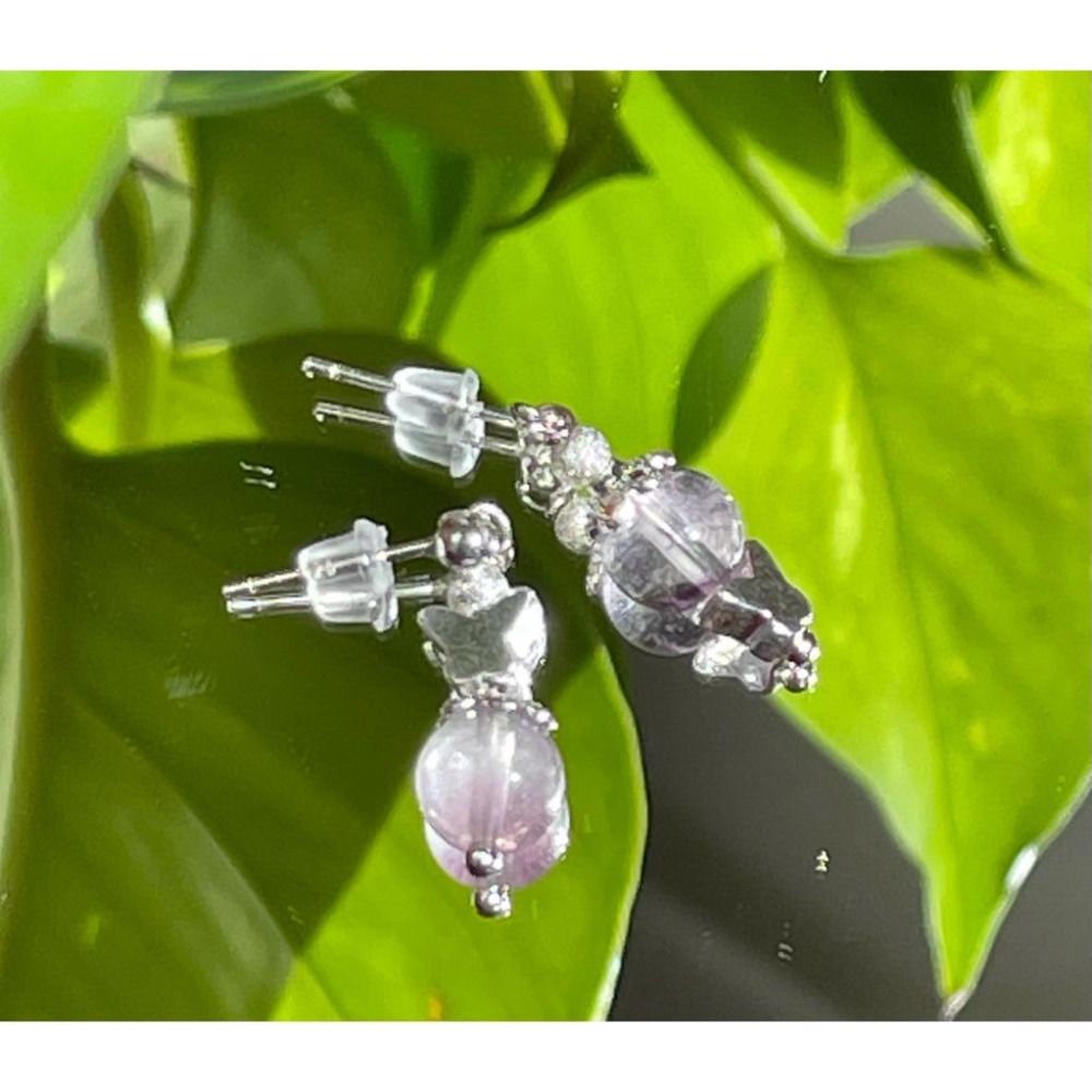 ♪螢石+蝴蝶♪- 天然彩螢石幸運草蝴蝶設計款套組-手珠/手鍊、耳針/耳環-細節圖8