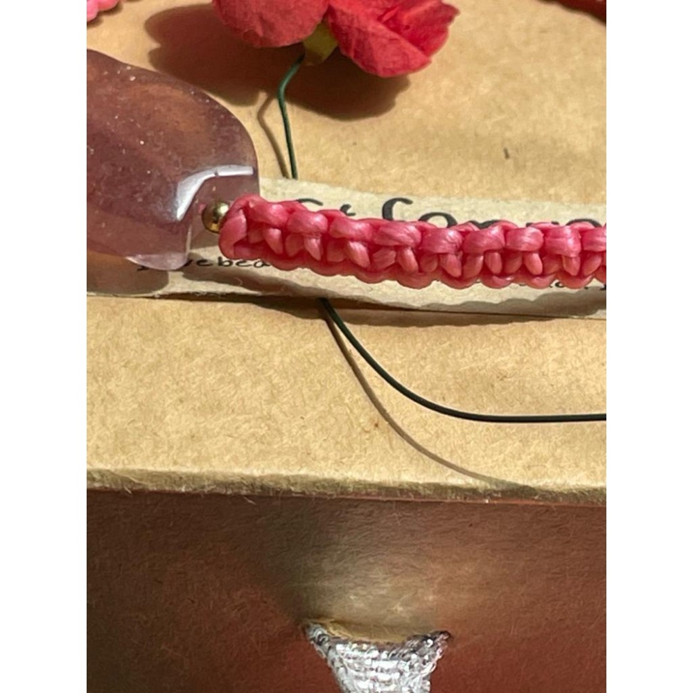 ♪草莓晶+狐仙/狐狸♪-天然紅草莓晶大頭萌狐狸蠶絲蠟線編織設計款—手繩/手鍊-細節圖3