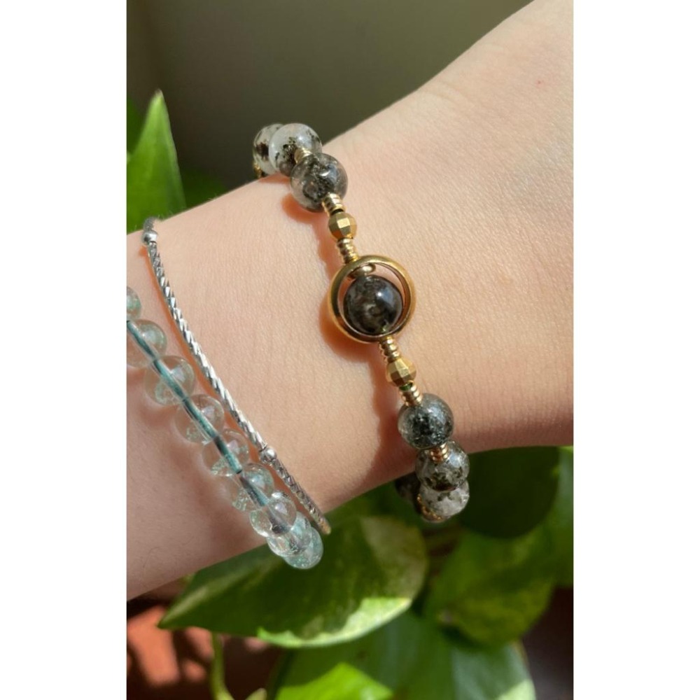 ♪南非綠幽靈/鬼佬財神♪- 天然綠幽靈白水晶共生設計款—心輪—第四輪設計款E款—手珠/手鍊-細節圖9