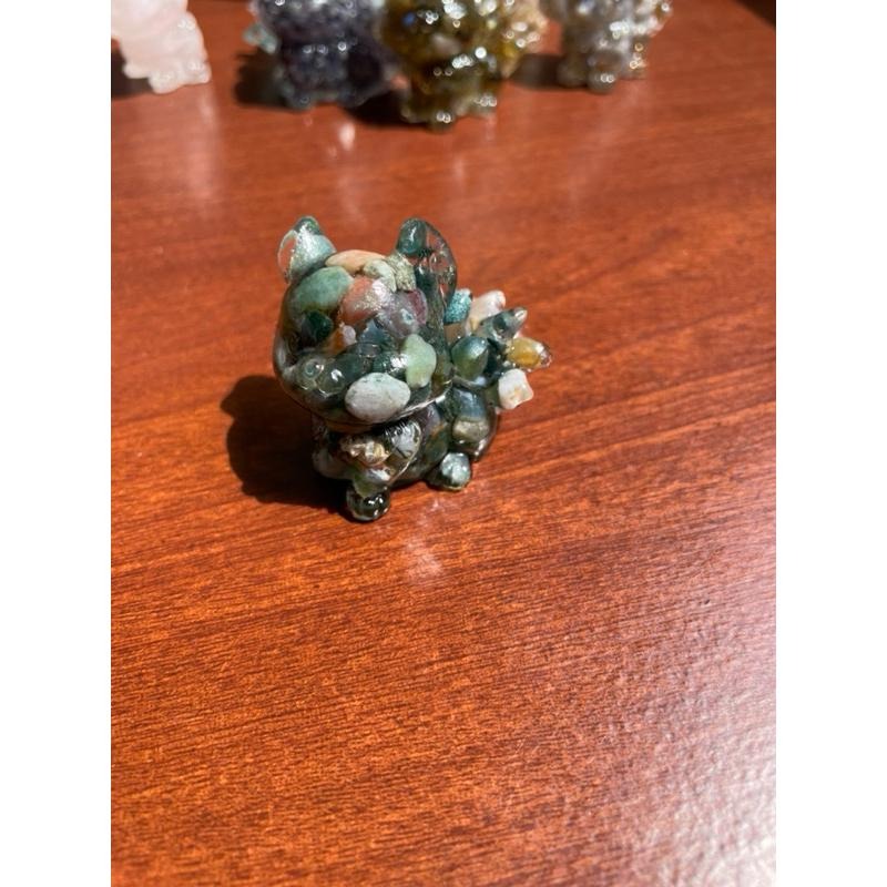 ♪ 原礦小九尾狐/萌狐狸/狐仙♪- 天然碎石萌小狐—滴膠能量擺件—粉晶/藍蛋白石/櫻花瑪瑙/薔薇輝石/拉長石/太陽石-細節圖6