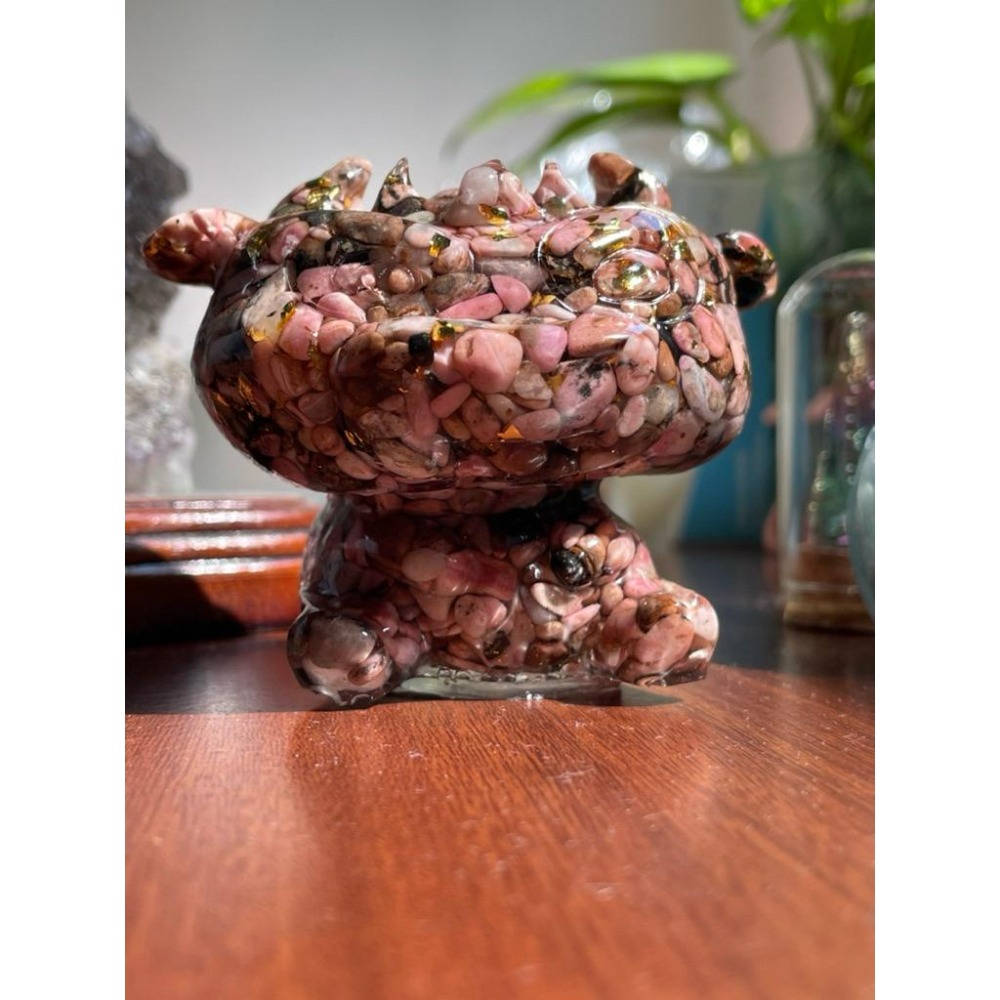 ♪ 牛♪- 天然碎石原礦萌牛牛—灌膠能量水晶/仿奧剛—擺件/紙鎮—白松石/紫水晶/鈦晶黃水晶-細節圖5