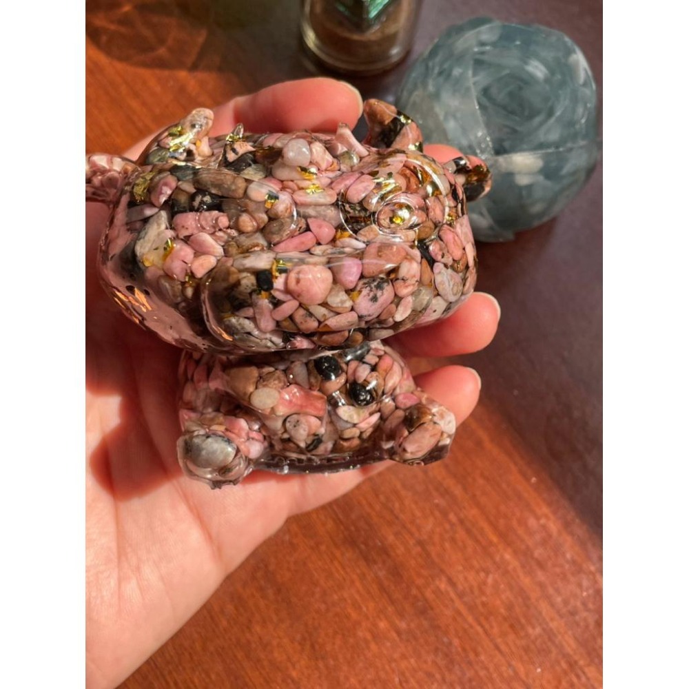 ♪ 牛♪- 天然碎石原礦萌牛牛—灌膠能量水晶/仿奧剛—擺件/紙鎮—白松石/紫水晶/鈦晶黃水晶-細節圖6