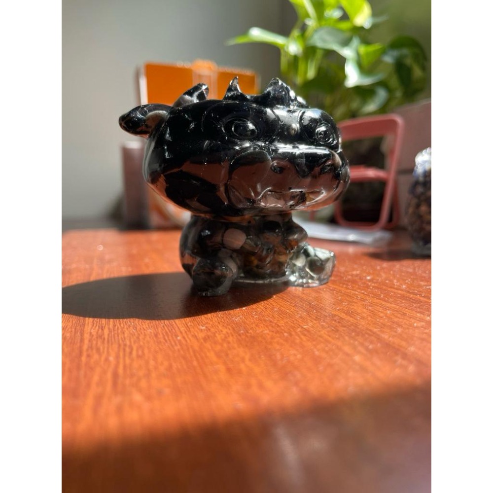 ♪ 牛♪- 天然碎石原礦萌牛牛—灌膠能量水晶/仿奧剛—擺件/紙鎮—白松石/紫水晶/鈦晶黃水晶-細節圖7