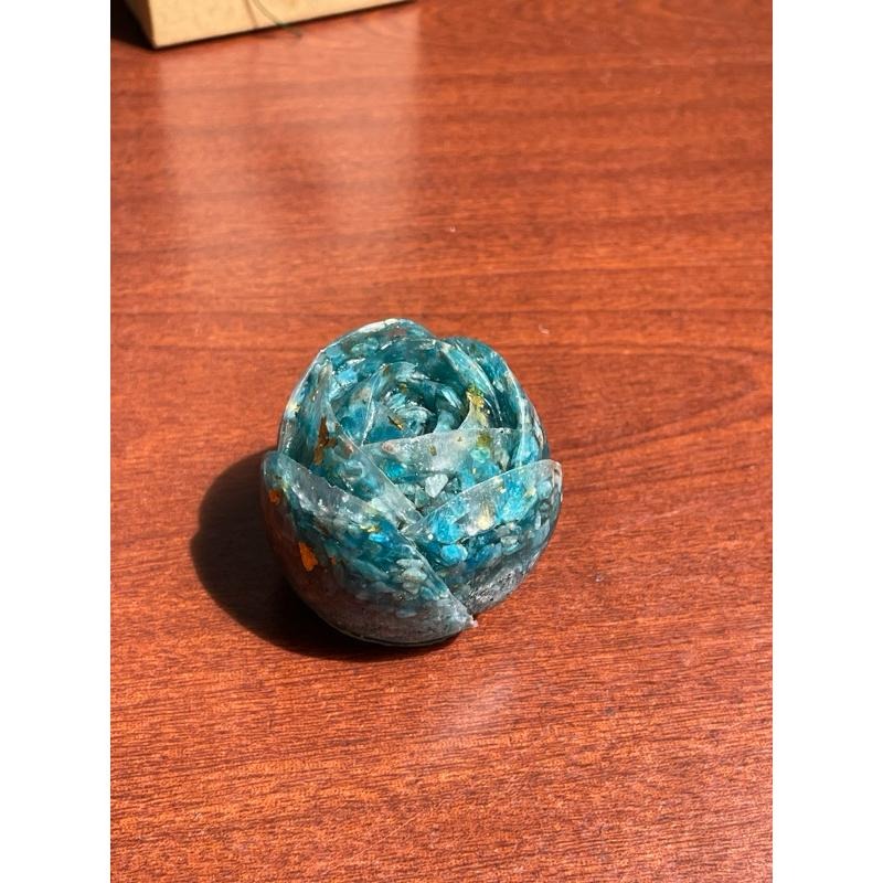 ♪ 鬱金香♪- 天然原礦碎石鬱金香花朵—滴膠能量擺件—海藍寶石/拉長石/太陽石/綠草莓晶/鷹眼石/珍珠貝/青金石/紅石榴-細節圖7