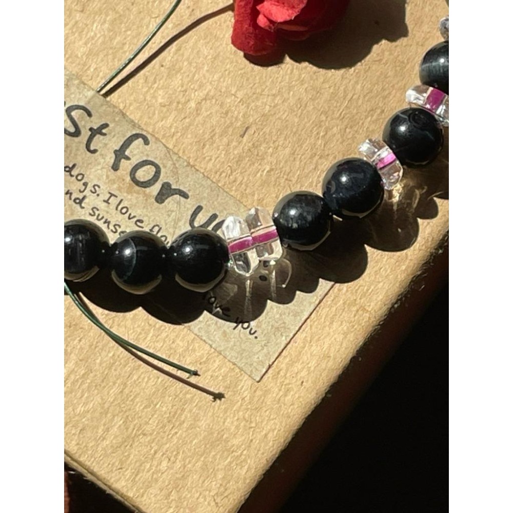 ♪ 鷹眼石/虎眼石+粉木化石♪- 天然藍虎眼木化石木變石—手珠/手鍊《NG》-細節圖5