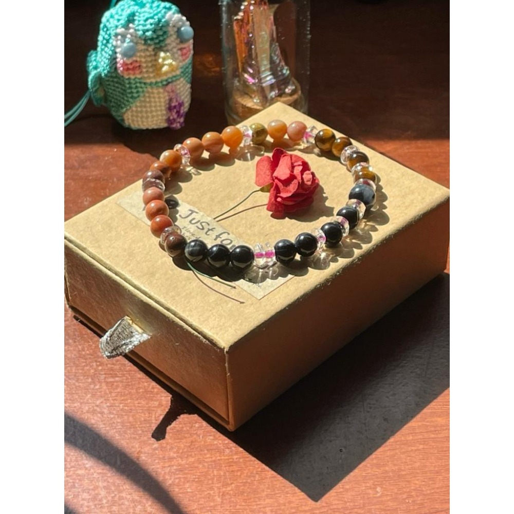 ♪ 鷹眼石/虎眼石+粉木化石♪- 天然藍虎眼木化石木變石—手珠/手鍊《NG》-細節圖6