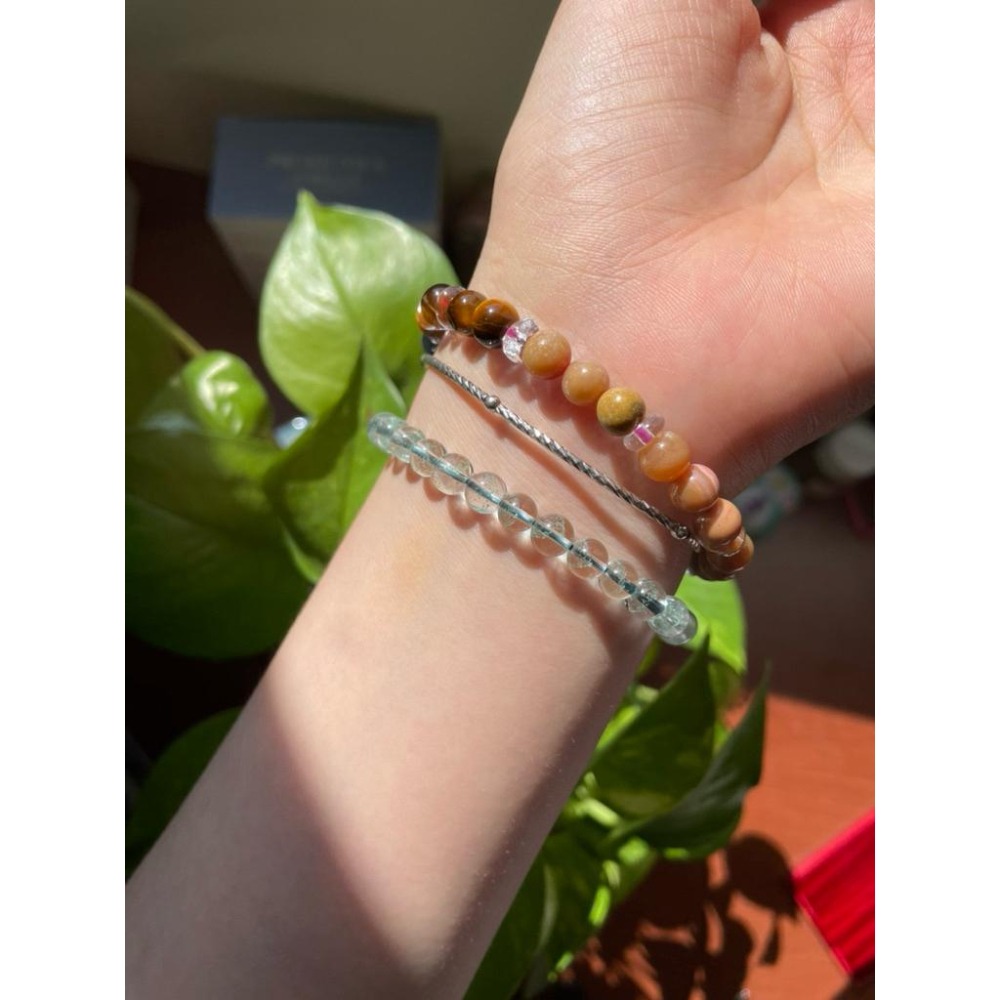 ♪ 鷹眼石/虎眼石+粉木化石♪- 天然藍虎眼木化石木變石—手珠/手鍊《NG》-細節圖8