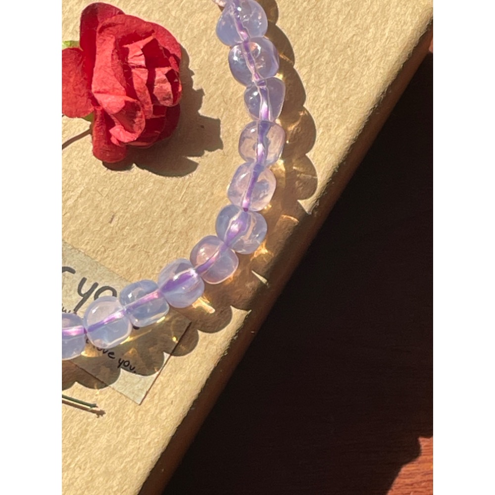 ♪紫玉晶原礦隨形♪- 天然紫玉晶方糖/糖豆隨型—手珠/手鍊-細節圖4