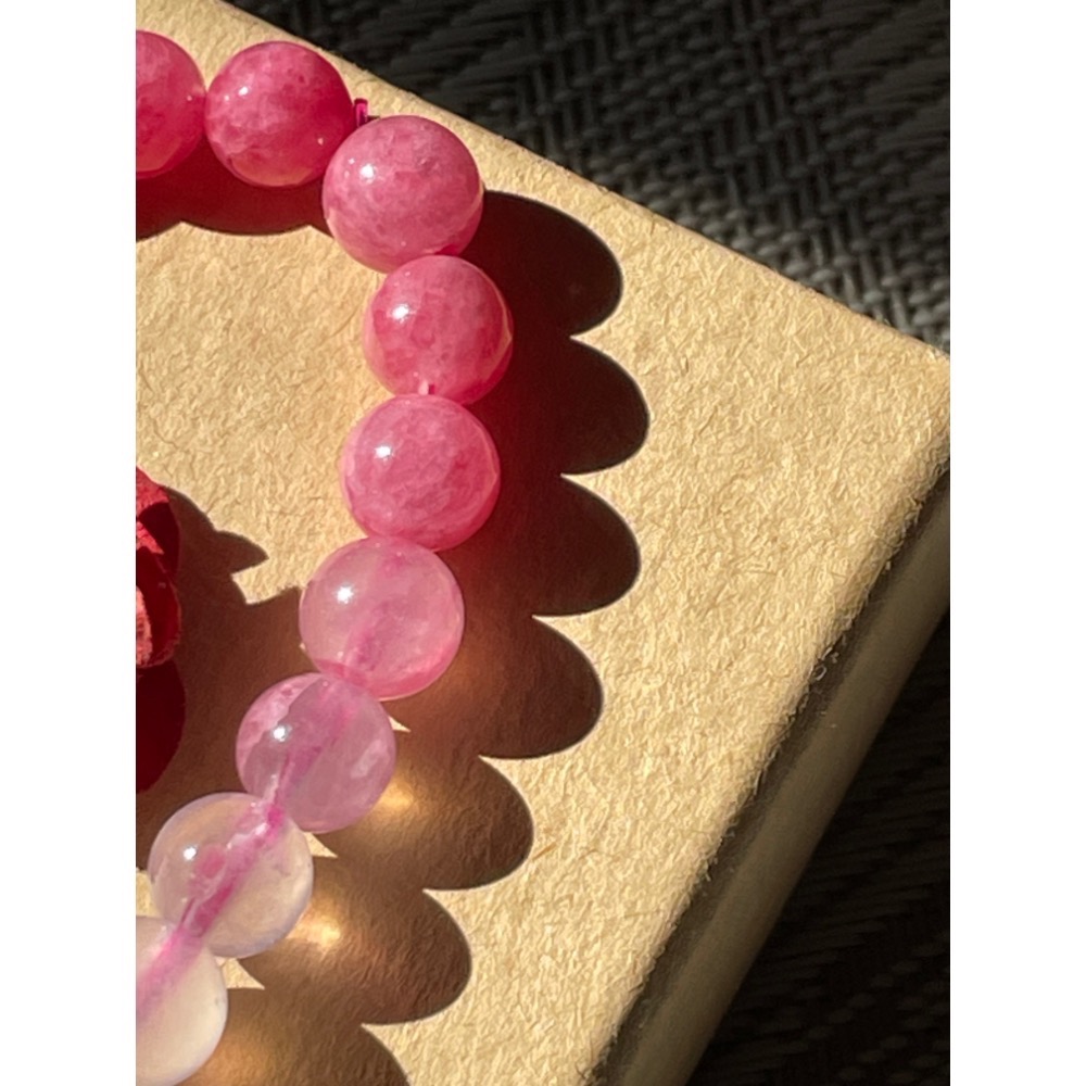 ♪櫻花雨/薔薇輝石♪-天然7mm玉化薔薇輝設計款—手珠/手鍊—漸層設計-細節圖2