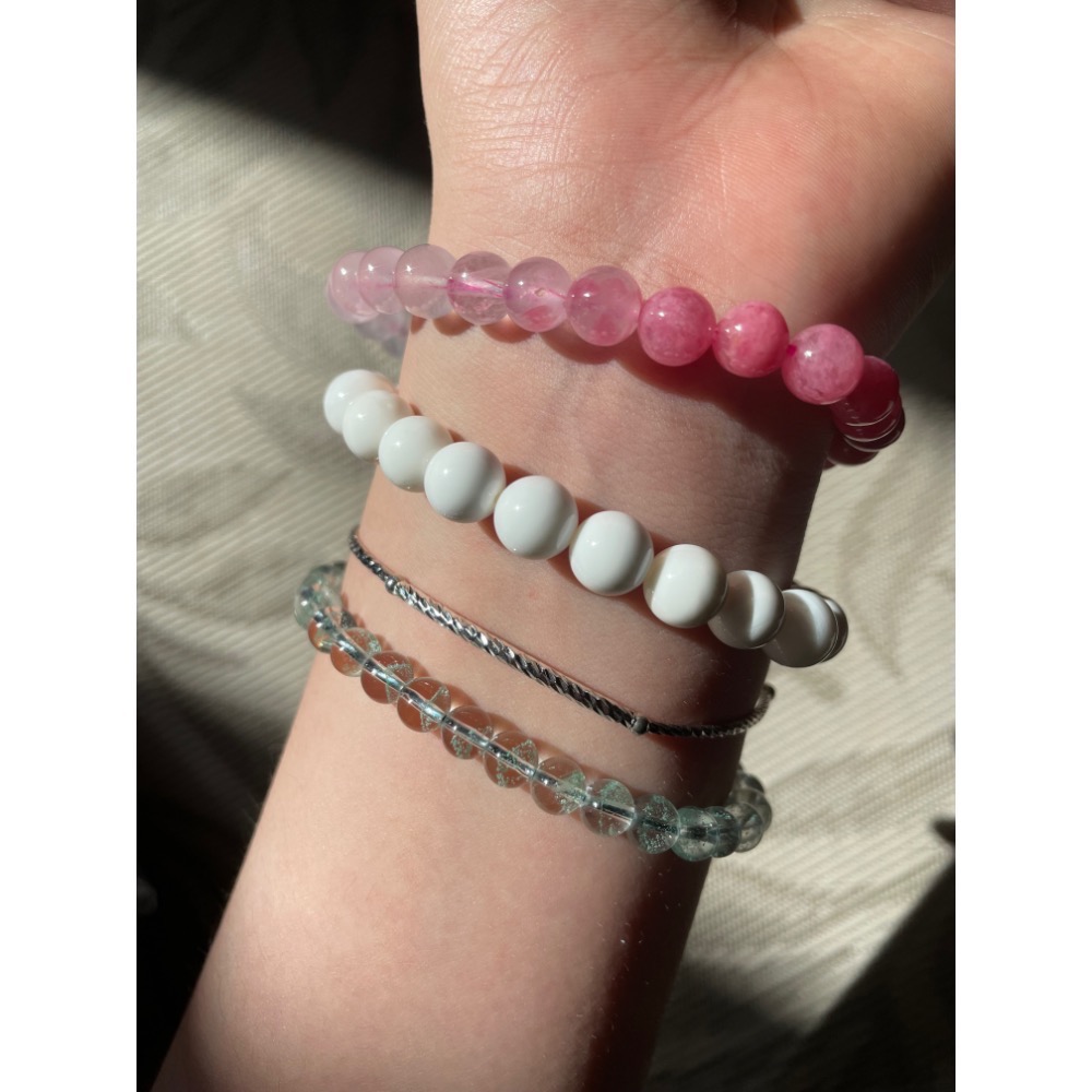 ♪櫻花雨/薔薇輝石♪-天然7mm玉化薔薇輝設計款—手珠/手鍊—漸層設計-細節圖7