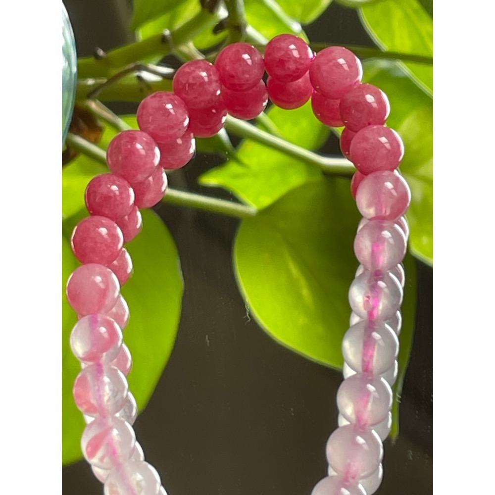 ♪櫻花雨/薔薇輝石♪-天然7mm玉化薔薇輝設計款—手珠/手鍊—漸層設計-細節圖10