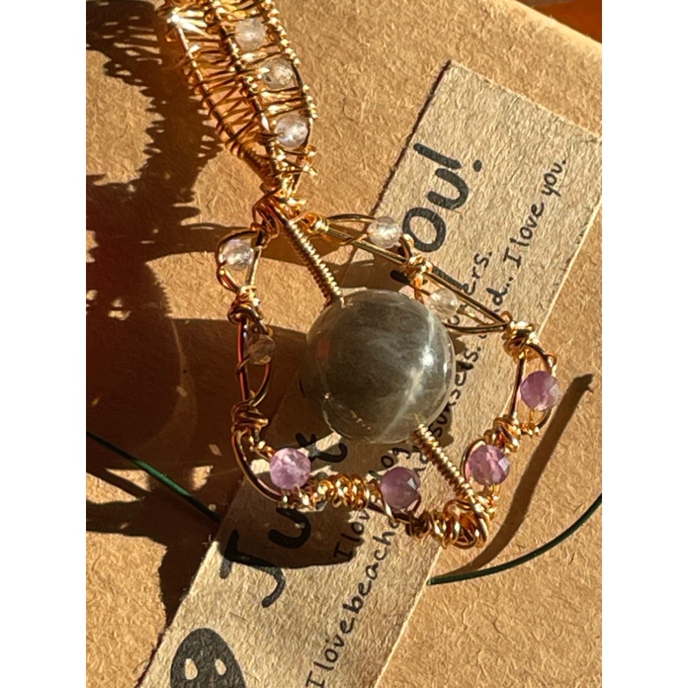 ♪拉長石+紫水晶♪- 《義賣區》天然日長石紫晶—項鍊/墜子-細節圖3