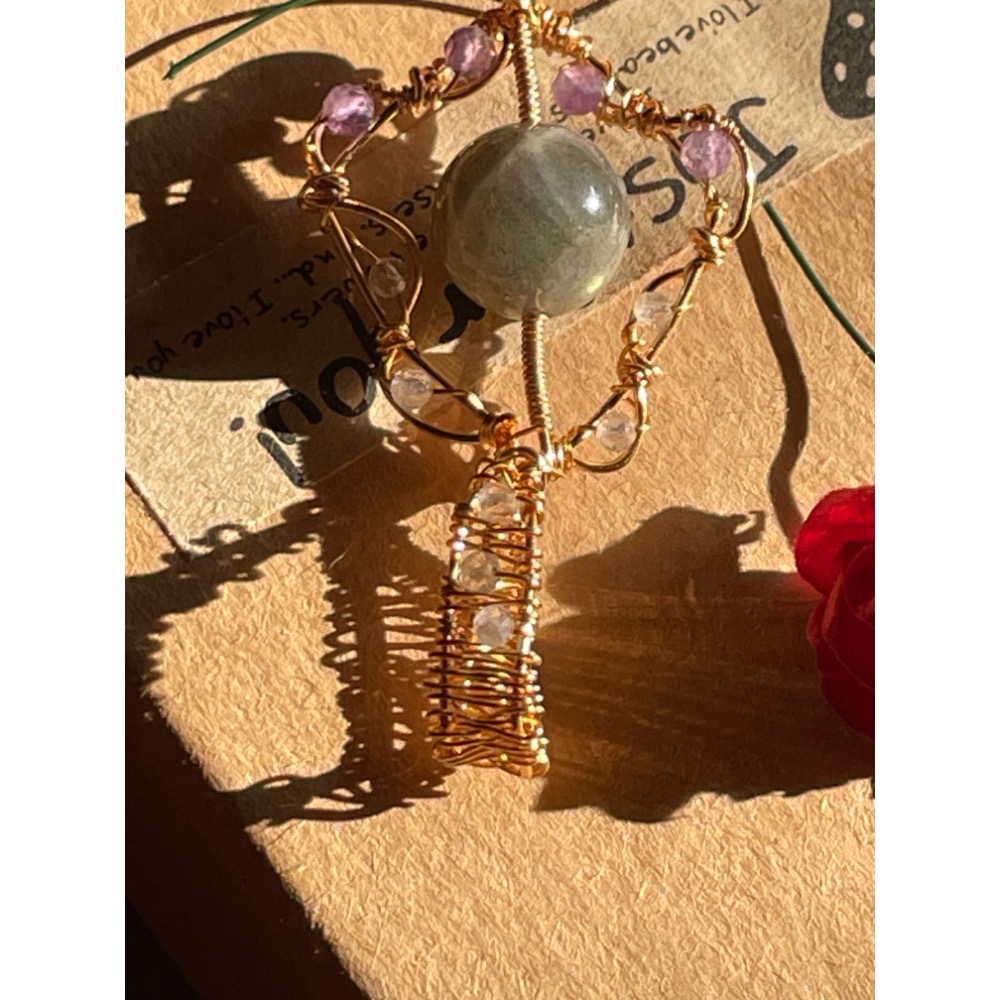 ♪拉長石+紫水晶♪- 《義賣區》天然日長石紫晶—項鍊/墜子-細節圖4