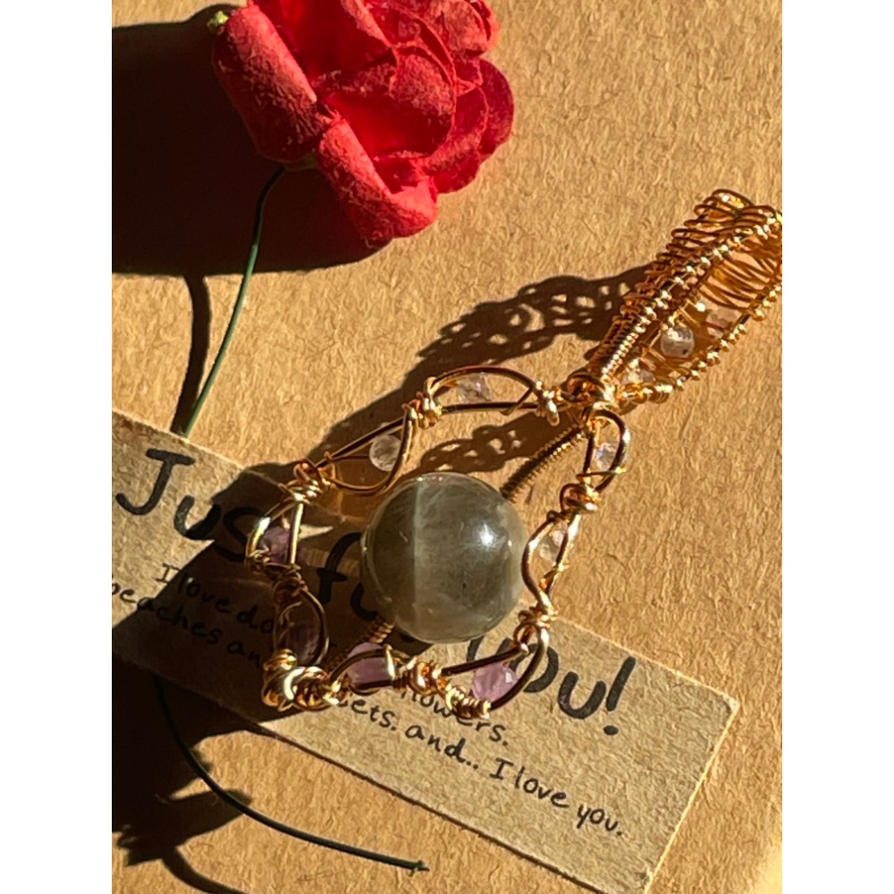 ♪拉長石+紫水晶♪- 《義賣區》天然日長石紫晶—項鍊/墜子-細節圖6