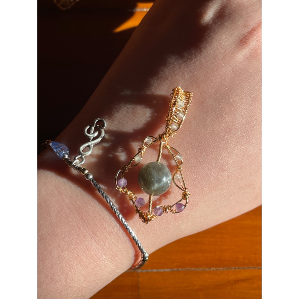 ♪拉長石+紫水晶♪- 《義賣區》天然日長石紫晶—項鍊/墜子-細節圖7