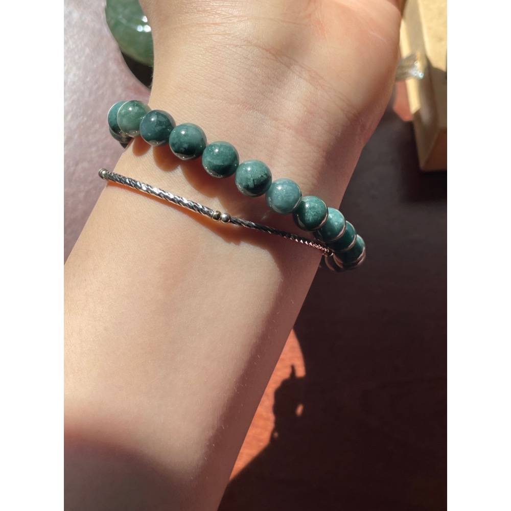 ♪危料藍水翡翠♪- 《讓藏》天然8mm瓜料藍水—手珠/手鍊-細節圖6