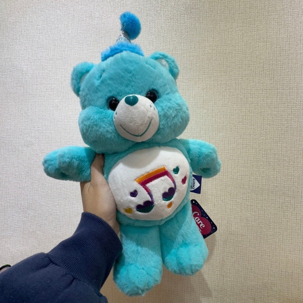 韓國空運🇰🇷 carebears 正版生日帽彩虹小熊 30cm-細節圖4