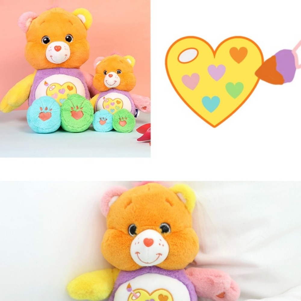 韓國空運 正版care bears 彩虹小熊 彩色調色盤熊 27cm-細節圖3