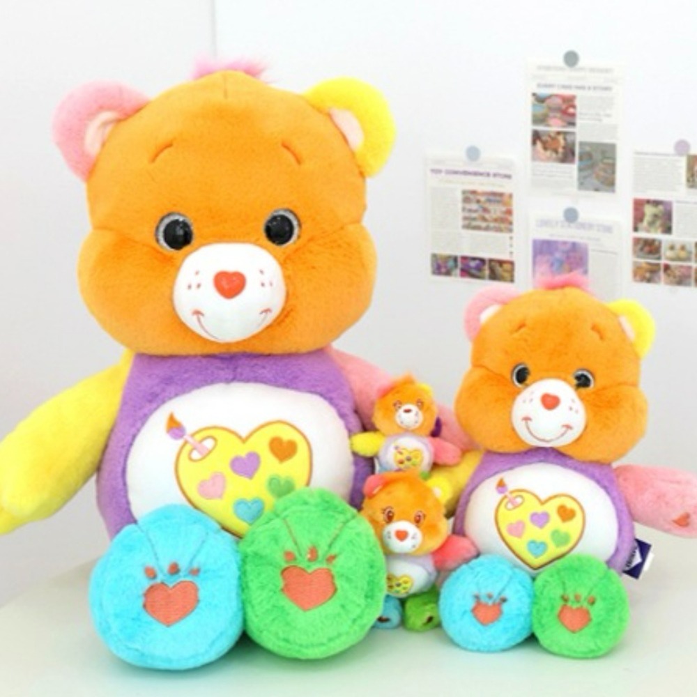 韓國空運 正版care bears 彩虹小熊 彩色調色盤熊 27cm-細節圖5