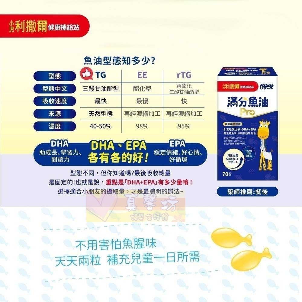 小兒利撒爾 滿分魚油 Pro(70粒)香橙口味 無糖 - RISAL/魚油/完整Omega-3營養-細節圖3