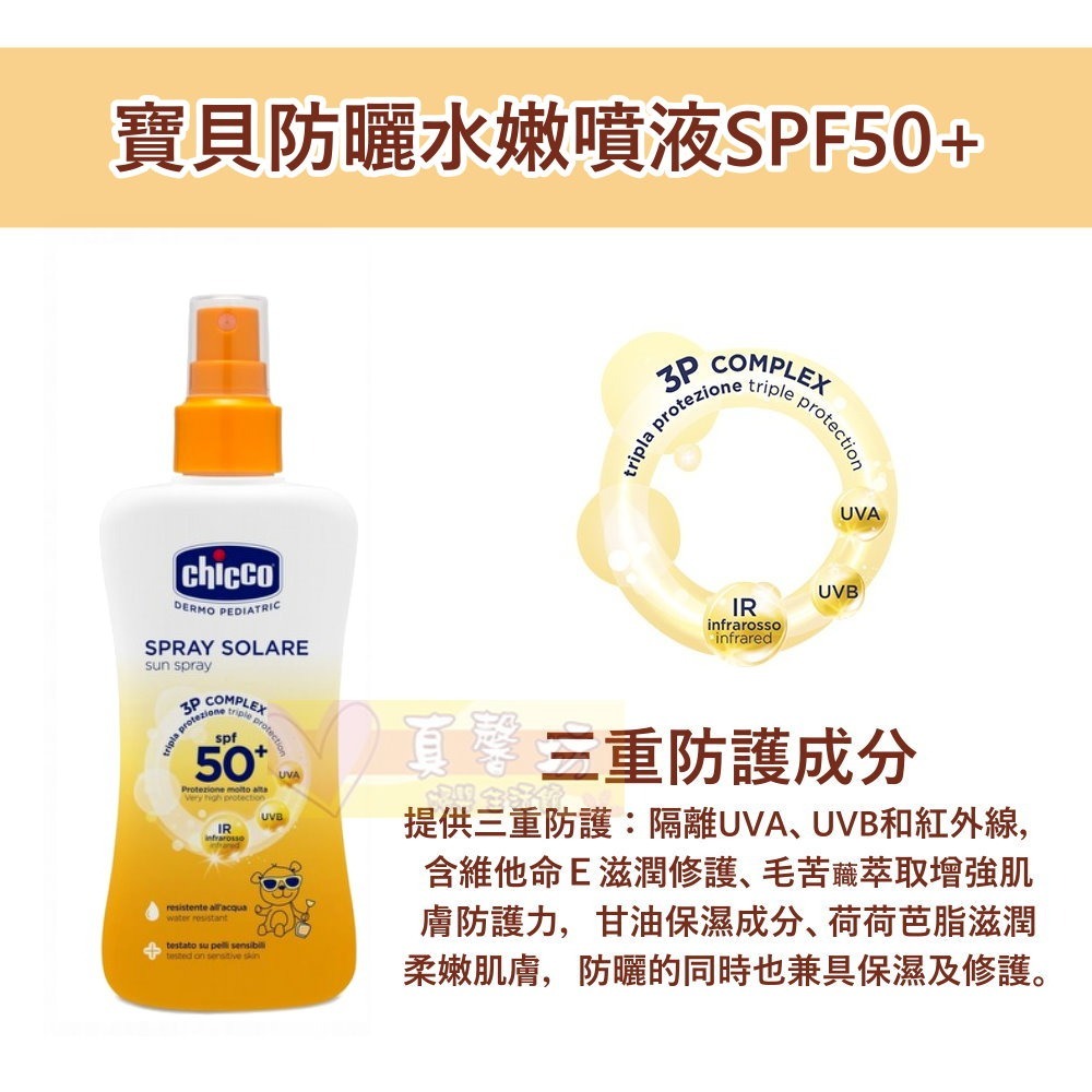 [送贈品]chicco 寶貝防曬水嫩噴液SPF50+ - 防曬乳/隔離UVA/紅外線/寶寶防曬乳液/防曬霜-細節圖3