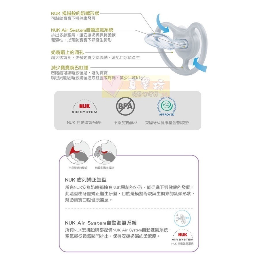 德國NUK SPACE/Perfect Match Air 夜光型超透氣矽膠安撫奶嘴(附盒) - 夜光奶嘴/奶嘴-細節圖4