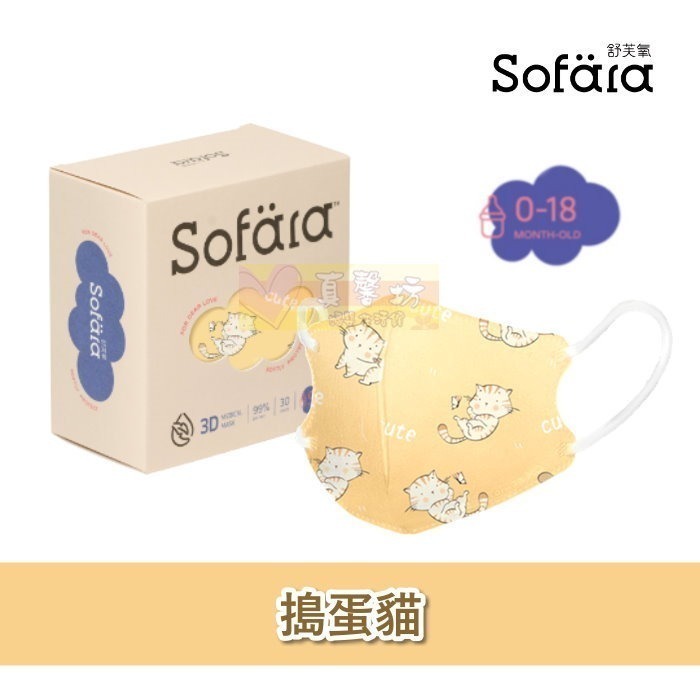 Sofara舒芙氧 嬰兒/迷你幼3D立體醫療口罩(30入) - 兒童口罩/嬰兒口罩/拋棄式/3D口-規格圖8