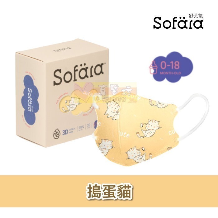 Sofara舒芙氧 嬰兒/迷你幼小臉款3D立體醫療口罩(30入) - 兒童口罩/嬰兒口罩/拋棄式/3D口-規格圖8