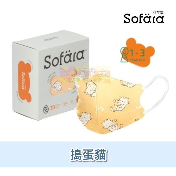 Sofara舒芙氧 嬰兒/迷你幼小臉款3D立體醫療口罩(30入) - 兒童口罩/嬰兒口罩/拋棄式/3D口-規格圖8