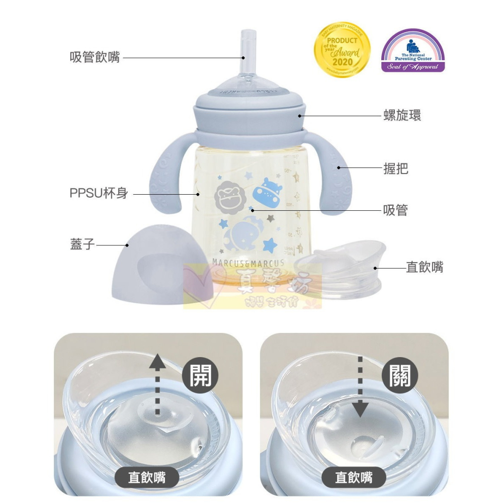 加拿大Marcus&Marcus PPSU2合1訓練水杯套組(180ml/300ml) - 學習水杯/雙耳杯/直飲杯-細節圖3