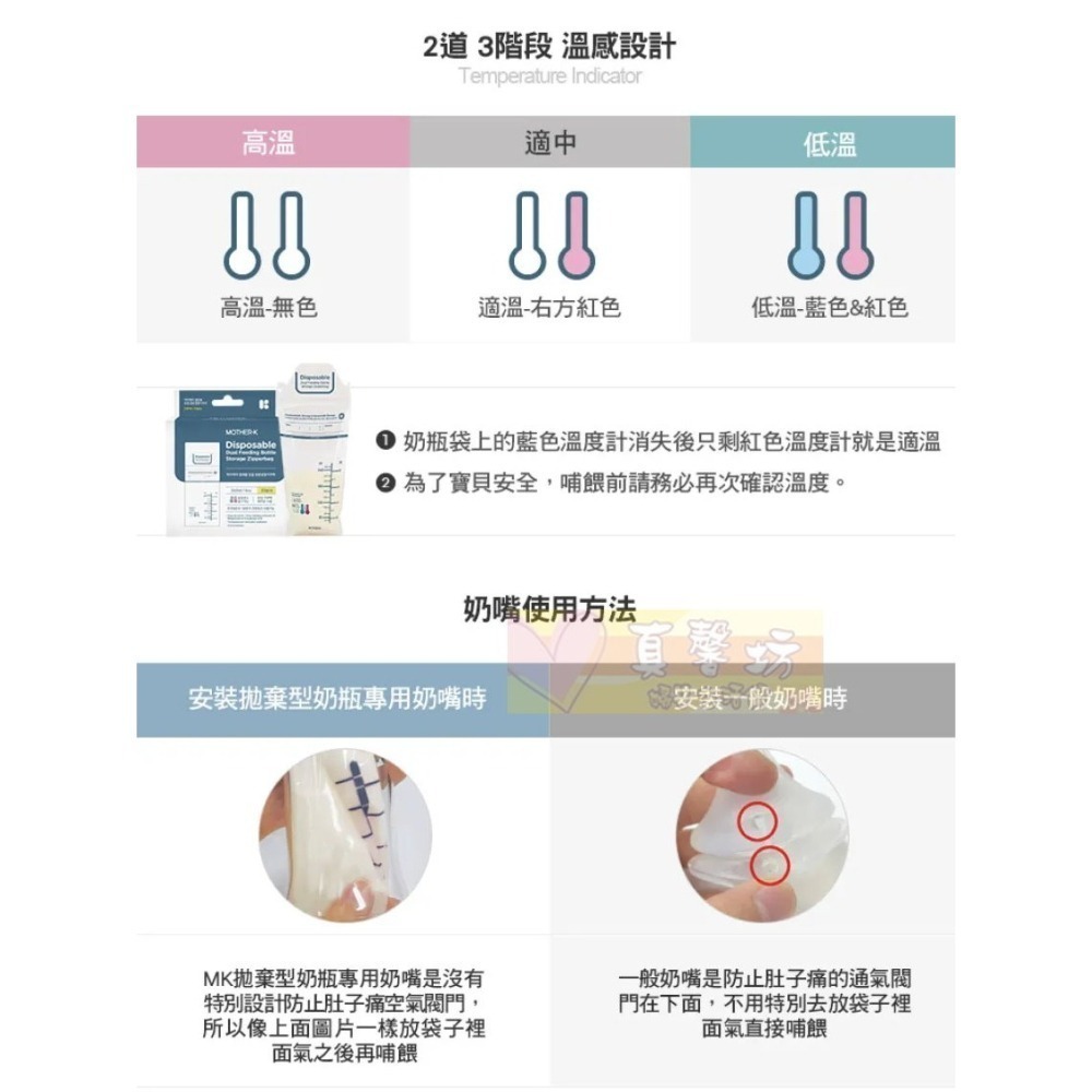 韓國MOTHER-K 拋棄式奶瓶禮盒 - 免洗式奶瓶/母乳袋/輕量免洗奶瓶/雙重夾鏈溫感免洗奶瓶袋 / 彌月禮盒-細節圖7
