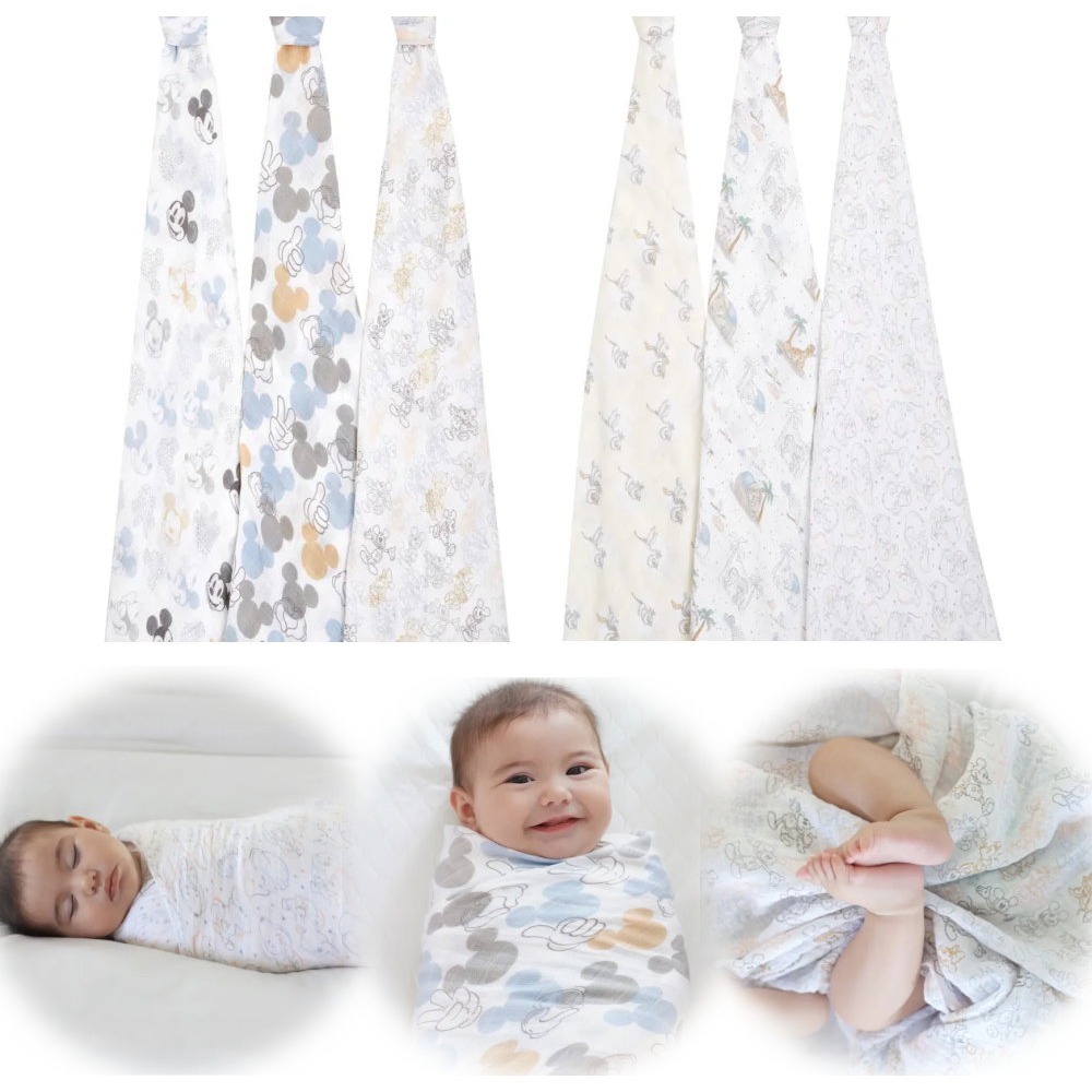 美國 Aden+Anais 經典多功能包巾(2入/3入) - 包巾/紗布巾/迪士尼/小飛象/維尼/迪士尼公主-細節圖9