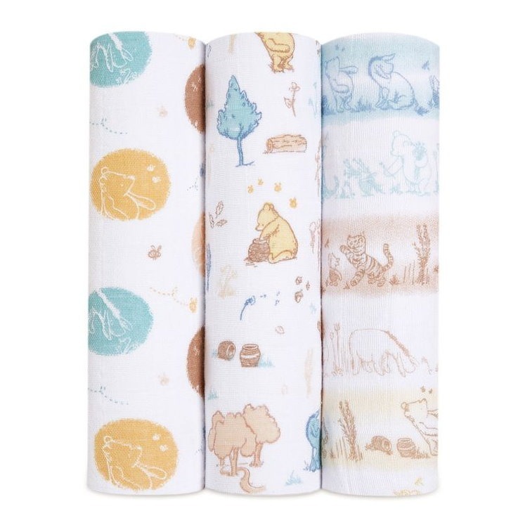 美國 Aden+Anais 經典多功能包巾(2入/3入) - 包巾/紗布巾/迪士尼/小飛象/維尼/迪士尼公主-規格圖10