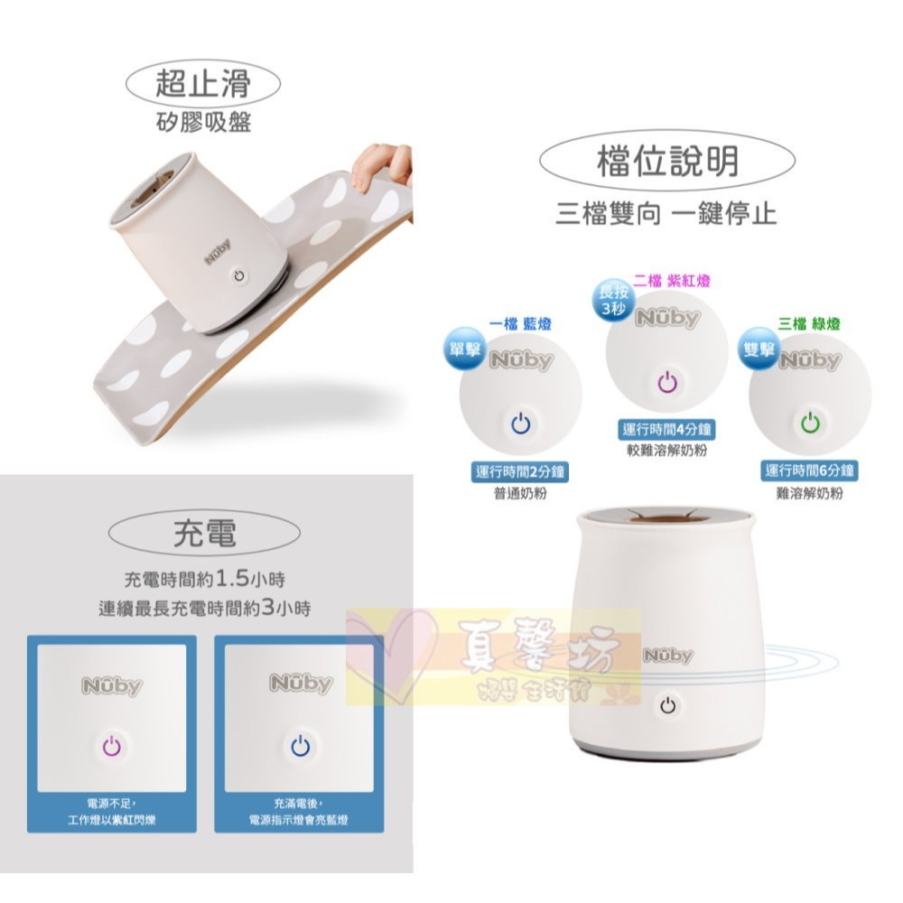 美國Nuby 搖奶器 (ND-40) - 充電式自動搖奶機/不起泡預防脹氣/不結塊/少氣泡-細節圖4