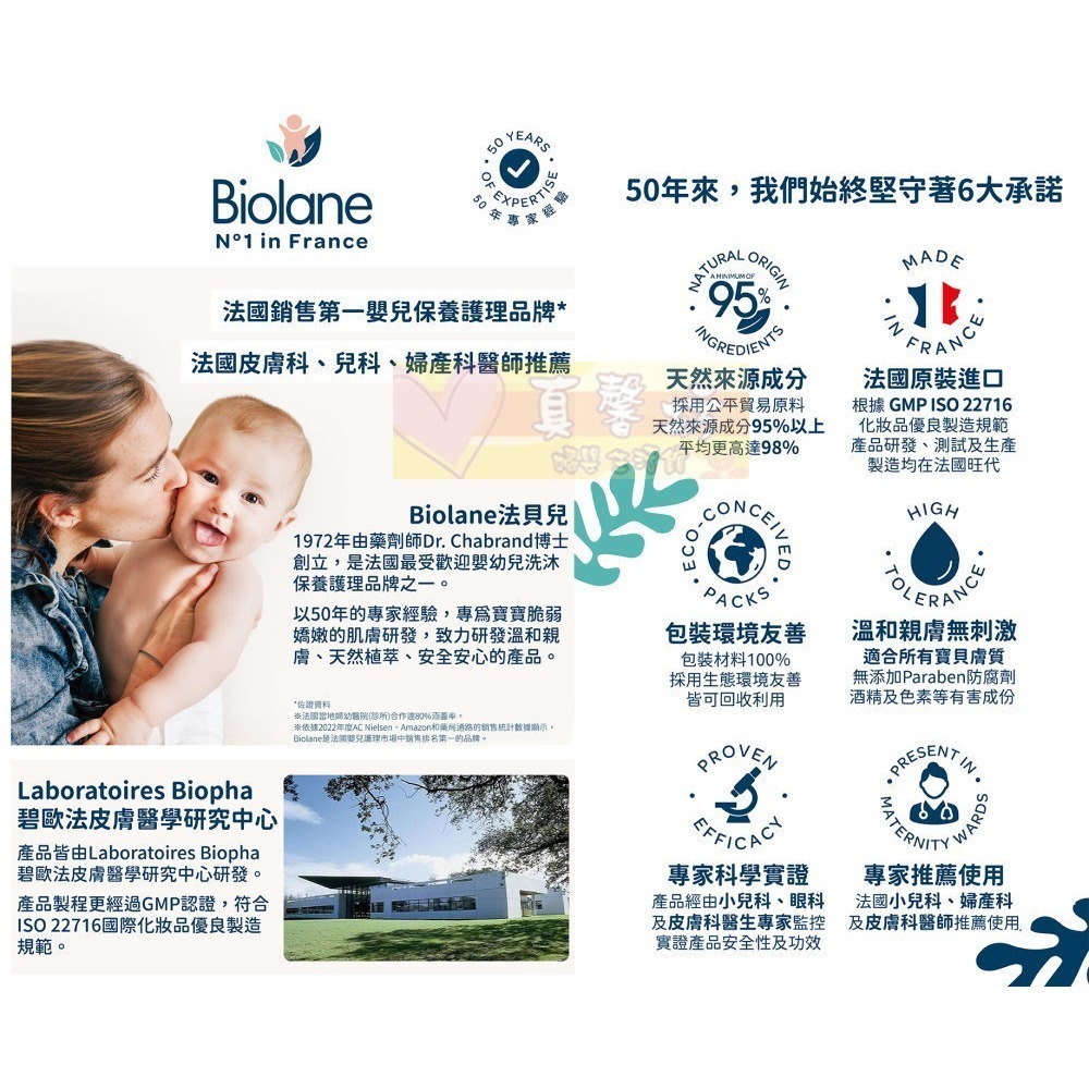 法貝兒Biolane 寶寶防曬水潤乳液SPF50 125ml/舒緩曬後修護乳液100ml - 防曬乳/曬後護理-細節圖6