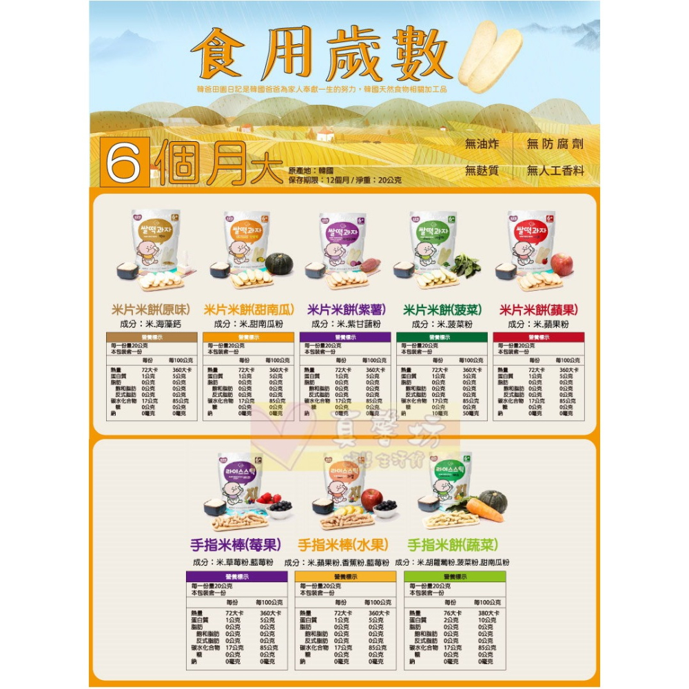 韓爸田園日記 米片片米餅/手指米棒 (6m+) - 寶寶米餅/寶寶米棒棒/寶寶餅乾/米餅-細節圖9