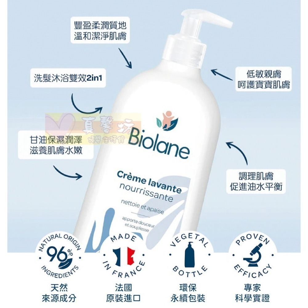 法貝兒Biolane 滋養舒緩雙潔露750ml(效2026/05)- 適用極乾性膚質/洗髮沐浴/天然來源成分/保濕滋潤-細節圖2