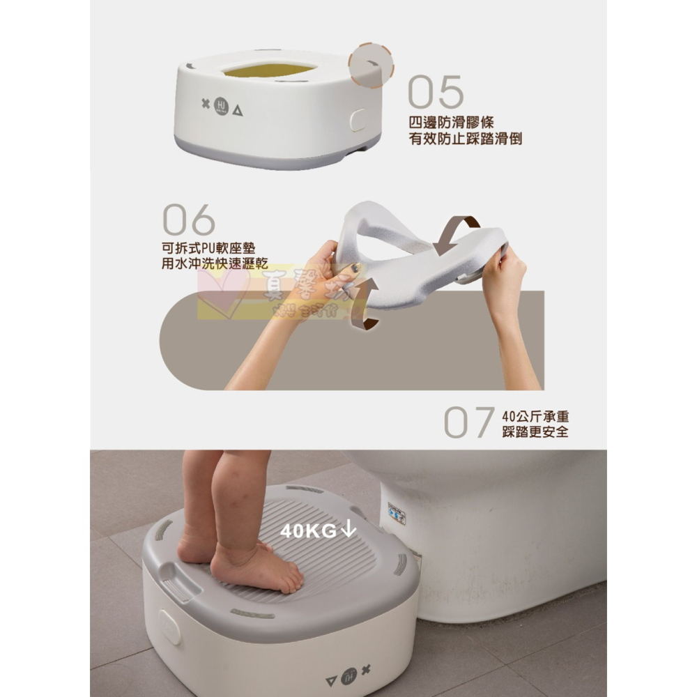 酷咕鴨ku.ku PLUS 豪華軟墊三合一學習便器馬桶(曜石灰/淺茶棕) - kuku/學習便座/兒童馬桶/便座-細節圖6