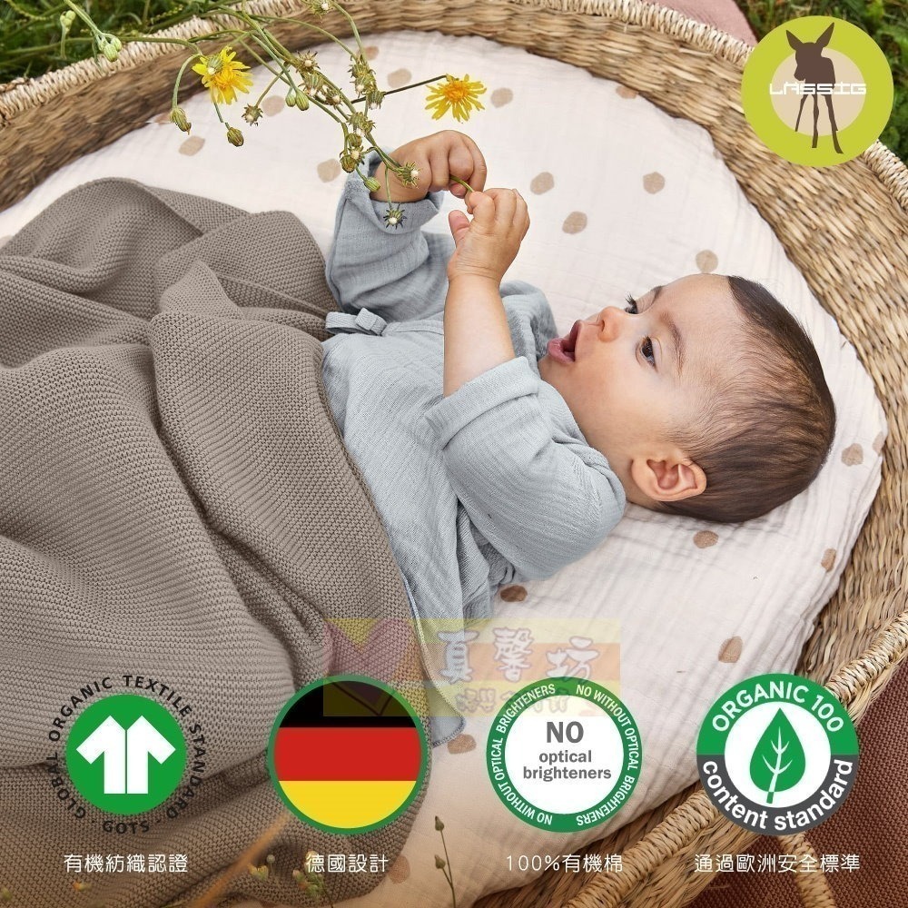 [買就送]德國 LASSIG 透氣多功能有機棉嬰兒包巾毯(2入/3入) - 嬰兒被/遮陽毯/保暖毯/推車蓋毯/遊戲毯-細節圖4