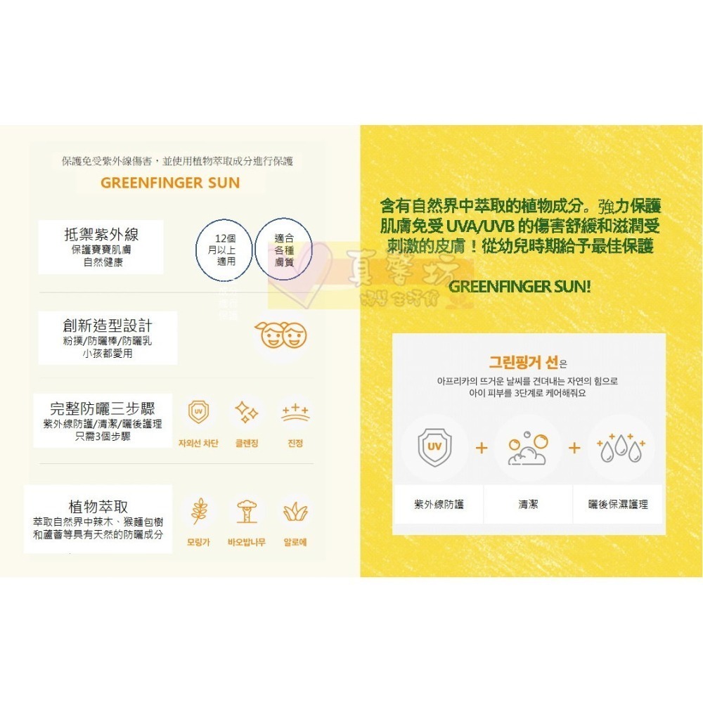 [買就送]綠手指GreenFinger 幼兒戶外滋潤(防水)防曬乳/防水防曬棒 - 寶寶防曬霜/防曬-細節圖5