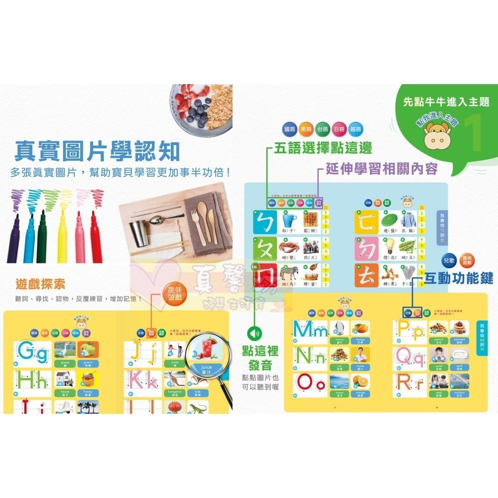 小牛津NEWWIS 手指點讀認知書(ㄅㄆㄇ+ABC+123 / 動物+交通工具圖鑑) - 手指書/按按書/多元五語學習-細節圖3